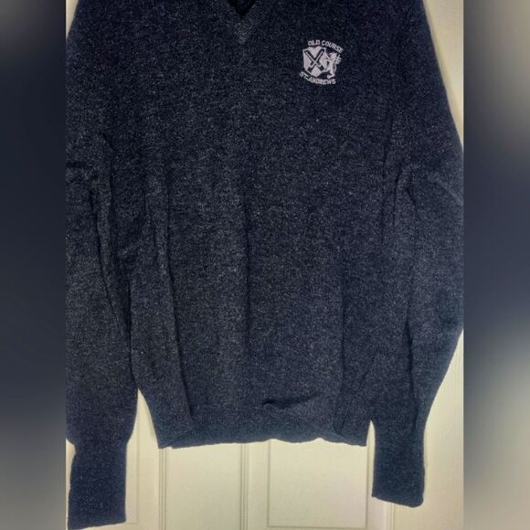 Auchterliones St Andrew SCOTLAND 112/44" XL BlackKnit 100%WOOL Lslv Men Sweater - Picture 6 of 7